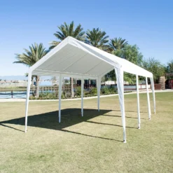 Impact Canopy USA 10x20 (8) Leg Portable Carport Outdoor Party Sun Shade Shelter - WHITE - 1 1/2
