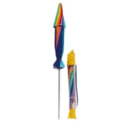 Impact Canopy USA Beach Umbrella Rainbow Includes Carry Bag - 8 Foot Rainbow Color With Sand Anchor Auger