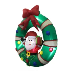 Impact Canopy USA Seasonal Inflatables Inflatable Yard Christmas Decoration, Door Wreath With Santa Claus - 4' Round 9 Impact Canopy USA Seasonal Inflatables Inflatable Yard Christmas Decoration, Door Wreath With Santa Claus - 4' Round