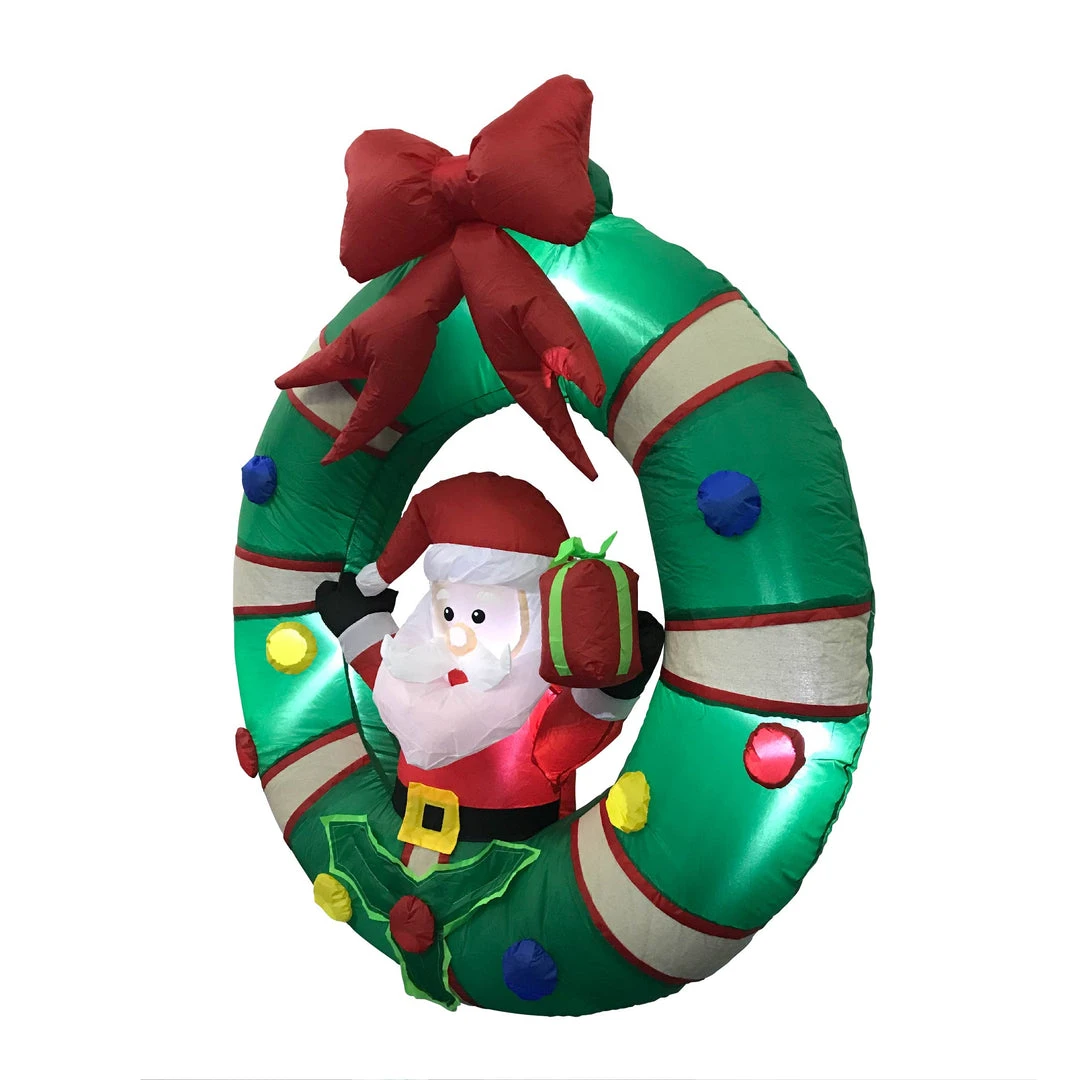 Impact Canopy USA Seasonal Inflatables Inflatable Yard Christmas Decoration, Door Wreath With Santa Claus - 4' Round 5 Impact Canopy USA Seasonal Inflatables Inflatable Yard Christmas Decoration, Door Wreath With Santa Claus - 4' Round