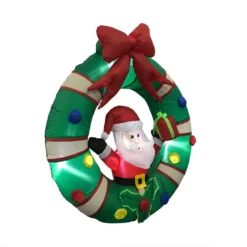 Impact Canopy USA Seasonal Inflatables Inflatable Yard Christmas Decoration, Door Wreath With Santa Claus - 4' Round 11 Impact Canopy USA Seasonal Inflatables Inflatable Yard Christmas Decoration, Door Wreath With Santa Claus - 4' Round