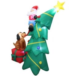 Impact Canopy USA Seasonal Inflatables Inflatable Yard Christmas Decoration, Christmas Tree With Dog - 6' Tall