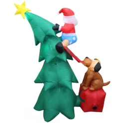 Impact Canopy USA Seasonal Inflatables Inflatable Yard Christmas Decoration, Christmas Tree With Dog - 6' Tall