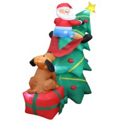 Impact Canopy USA Seasonal Inflatables Inflatable Yard Christmas Decoration, Christmas Tree With Dog - 6' Tall