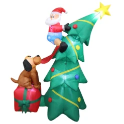 Impact Canopy USA Seasonal Inflatables Inflatable Yard Christmas Decoration, Christmas Tree With Dog - 6' Tall