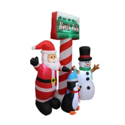 Impact Canopy USA Seasonal Inflatables Inflatable Yard Christmas Decoration, North Pole Sign With Santa - 5' Tall - 4' Wide
