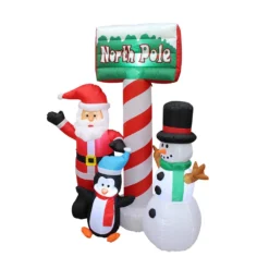 Impact Canopy USA Seasonal Inflatables Inflatable Yard Christmas Decoration, North Pole Sign With Santa - 5' Tall - 4' Wide