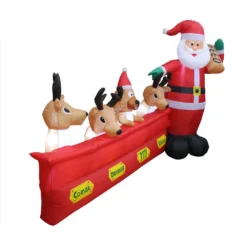 Impact Canopy USA Seasonal Inflatables Inflatable Yard Christmas Decoration, Santa With Reindeer - 8' Wide - 5' Tall