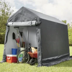 Impact Canopy USA 7x12 Portable Storage Shed - Motorcycle Cover - Lawnmower Shed - Gray