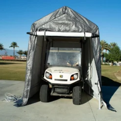 Impact Canopy USA 7x12 Portable Storage Shed - Motorcycle Cover - Lawnmower Shed - Gray