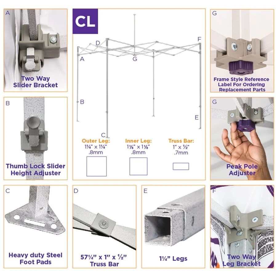 Impact Canopy USA 10x15 Heavy Duty Steel Pop Up Canopy Tent With Roller Bag - CL Canopies 4 Impact Canopy USA 10x15 Heavy Duty Steel Pop Up Canopy Tent With Roller Bag - CL Canopies