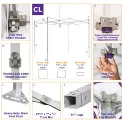 Impact Canopy USA Canopy Accessories 10X20 Heavy Duty Steel Pop Up Canopy Tent Replacement Frame - CL