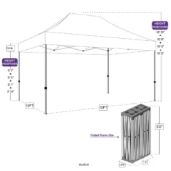 Impact Canopy USA Canopies 10x15 Super Duty Aluminum Pop Up Canopy Tent With Roller Bag - M