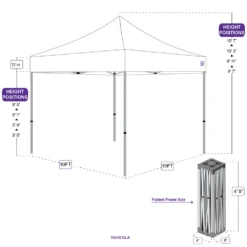 Impact Canopy USA 10x10 Recreational Grade Aluminum Pop Up Canopy Tent With Sidewalls - ULA