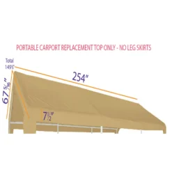 Impact Canopy USA 10x20 Portable Carport Garage Storage Tent REPLACEMENT TOP ONLY - TAN Without Leg Skirts