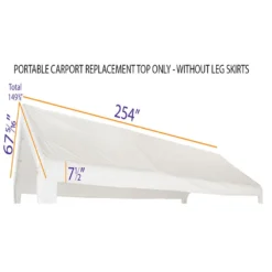 Impact Canopy USA 10x20 Portable Carport Garage Storage Tent REPLACEMENT TOP ONLY - WHITE Without Leg Skirts