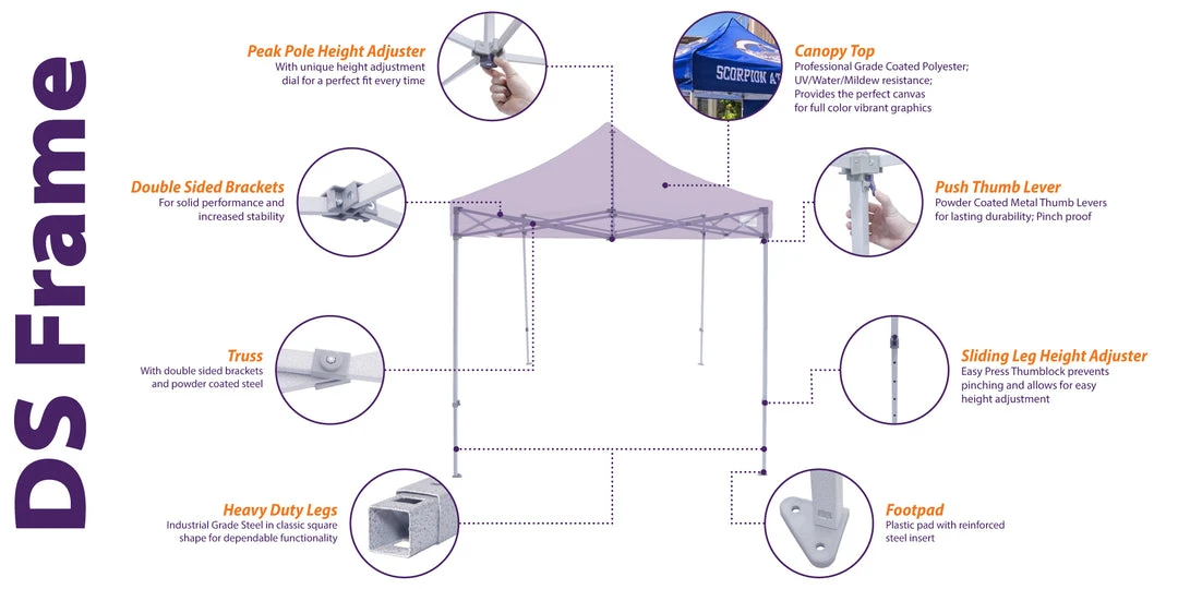 Impact Canopy USA Frames Only 8X12 Industrial Steel Pop Up Canopy Tent Replacement Frame - DS 5 Impact Canopy USA Frames Only 8X12 Industrial Steel Pop Up Canopy Tent Replacement Frame - DS
