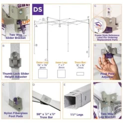 Impact Canopy USA 10x10 Industrial Steel Pop Up Canopy Tent With Roller Bag - DS Canopies
