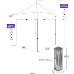 Impact Canopy USA Frames Only 5X5 Industrial Steel Pop Up Canopy Replacement Frame - DS