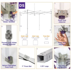 Impact Canopy USA 10x10 Pop Up Carnival Canopy Tent Vendor Booth With Sidewall And Half Walls