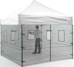 Impact Canopy USA 10x10 Pop Up Canopy Food Service Mesh Sidewalls With Windows (WALLS ONLY)
