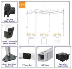 Impact Canopy USA 10x10 Commercial Grade Pop Up Canopy With Screen Room Mosquito Netting Enclosure - Evento Canopies