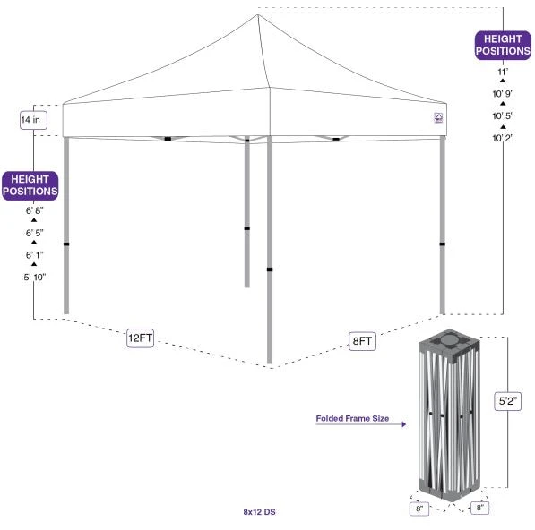 Impact Canopy USA Frames Only 8X12 Industrial Steel Pop Up Canopy Tent Replacement Frame - DS 7 Impact Canopy USA Frames Only 8X12 Industrial Steel Pop Up Canopy Tent Replacement Frame - DS