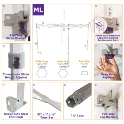 Impact Canopy USA 10x10 Industrial Aluminum Pop Up Canopy Tent With Roller Bag - ML Canopies