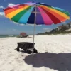 Impact Canopy USA Beach Umbrella Rainbow Includes Carry Bag - 8 Foot Rainbow Color With Sand Anchor Auger