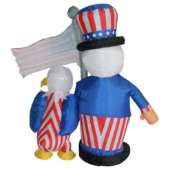 Impact Canopy USA 4th Of July Airblown Inflatable Yard Decoration Uncle Sam With American Eagle - 6ft Seasonal Inflatables