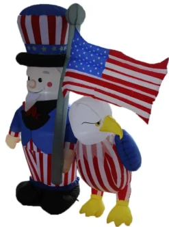 Impact Canopy USA 4th Of July Airblown Inflatable Yard Decoration Uncle Sam With American Eagle - 6ft Seasonal Inflatables