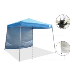 Impact Canopy USA 10x10 Slant Leg Pop Up Canopy Tent With One Sun Wall Canopies