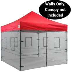 Impact Canopy USA 10x10 Pop Up Canopy Food Service Mesh Sidewalls With Windows (WALLS ONLY)