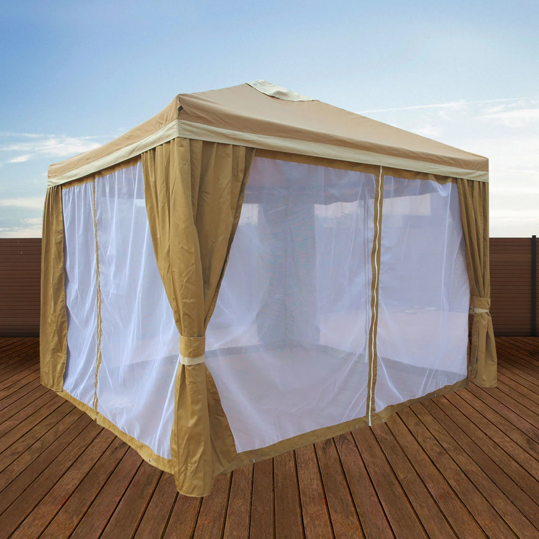 Impact Canopy USA 10X10 Gazebo Screen House TAN 6 Impact Canopy USA 10X10 Gazebo Screen House TAN